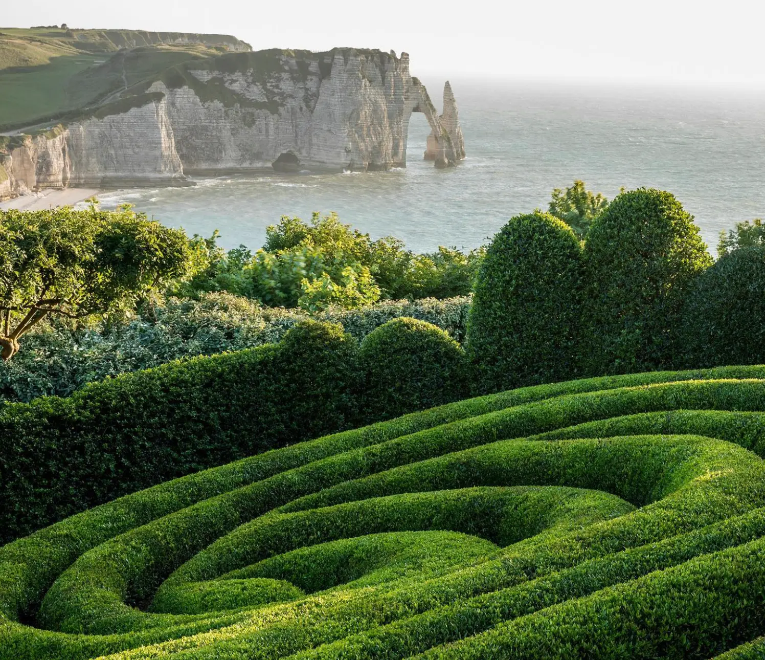 Sculpted coastal garden overlooking the cliffs at Étretat